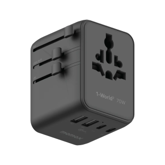 1-World² 5-Port Mini Universal Travel GaN Charger 70W with Dual AC