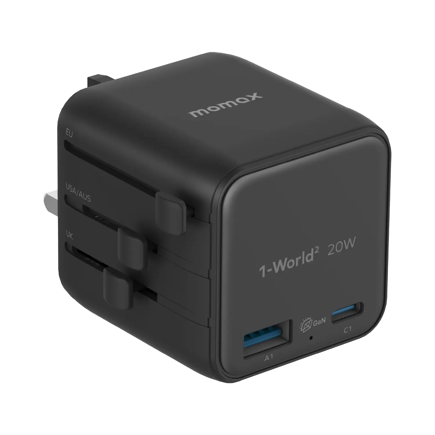 1-World²
2-Port USB-A and USB-C GaN Travel Charger 20W - Image 4