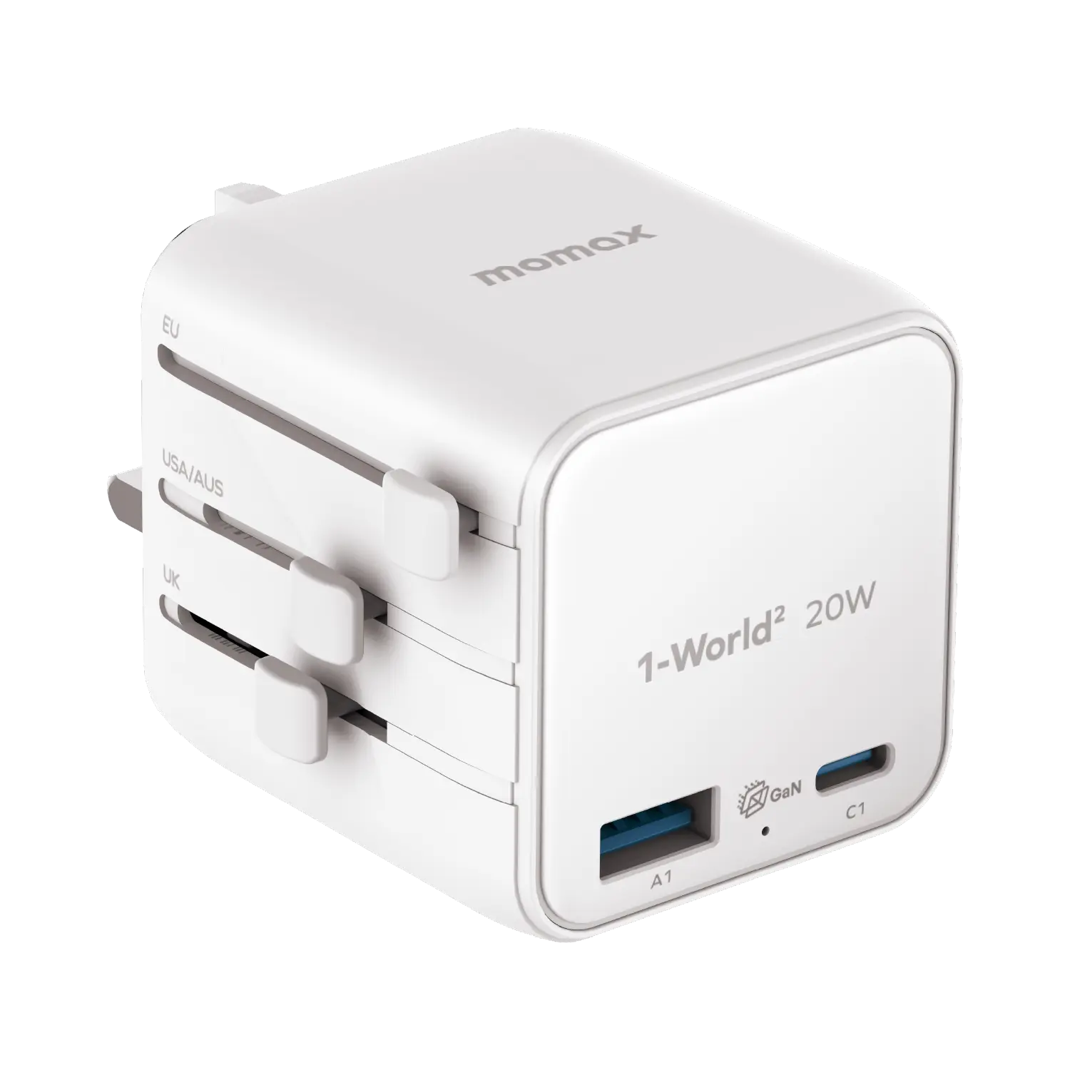 1-World²
2-Port USB-A and USB-C GaN Travel Charger 20W - Image 6