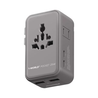 1-World² Pocket 25W 4-Port Dual AC Travel Adapter