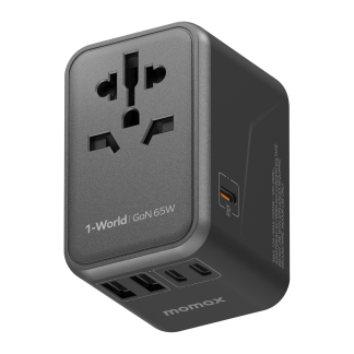 1-World Universal 5-Port Travel GaN Charger 65W